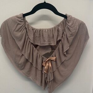Elegant Ruffled Shawl with Bow on the front. EUC